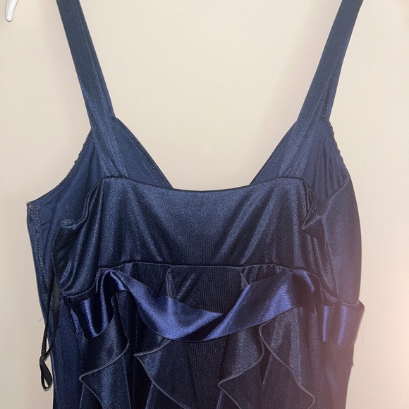 Navy Silk V-Dress - Picture 4 of 5